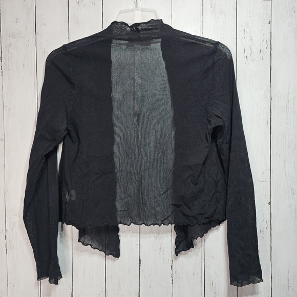 Cut Loose Women's Black Cropped Mesh Tulle Cardigan Size Medium Open Front. - Picture 10 of 10